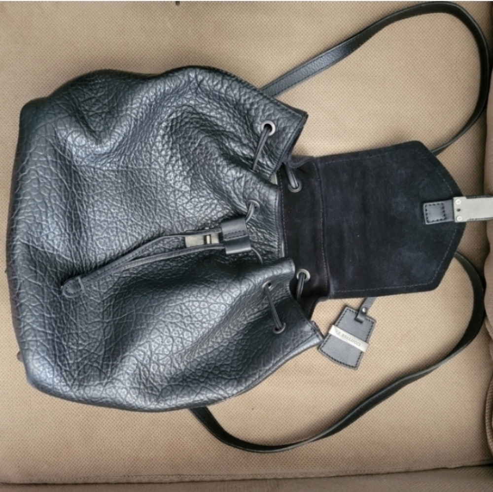 A. Bellucci Italy black leather drawstring backpack - Picture 4 of 13